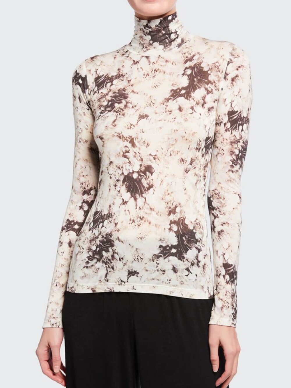 Vince Painted Crema Long Sleeve Turtleneck Top Black/Cream Size M NWT $185